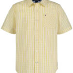 Tommy Hilfiger Short Sleeve Gingham Plaid Shirt Big Boys XL 18-20 Lemonade/White