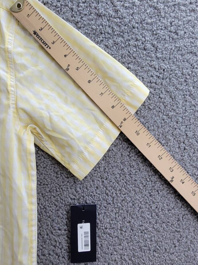 Tommy Hilfiger Short Sleeve Gingham Plaid Shirt Big Boys XL 18-20 Lemonade/White