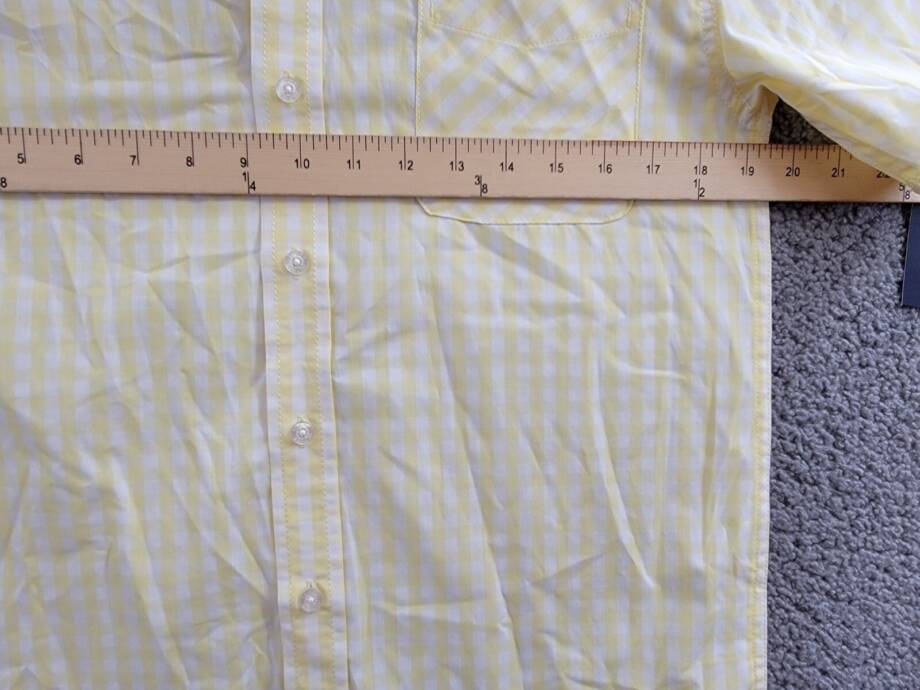 Tommy Hilfiger Short Sleeve Gingham Plaid Shirt Big Boys XL 18-20 Lemonade/White