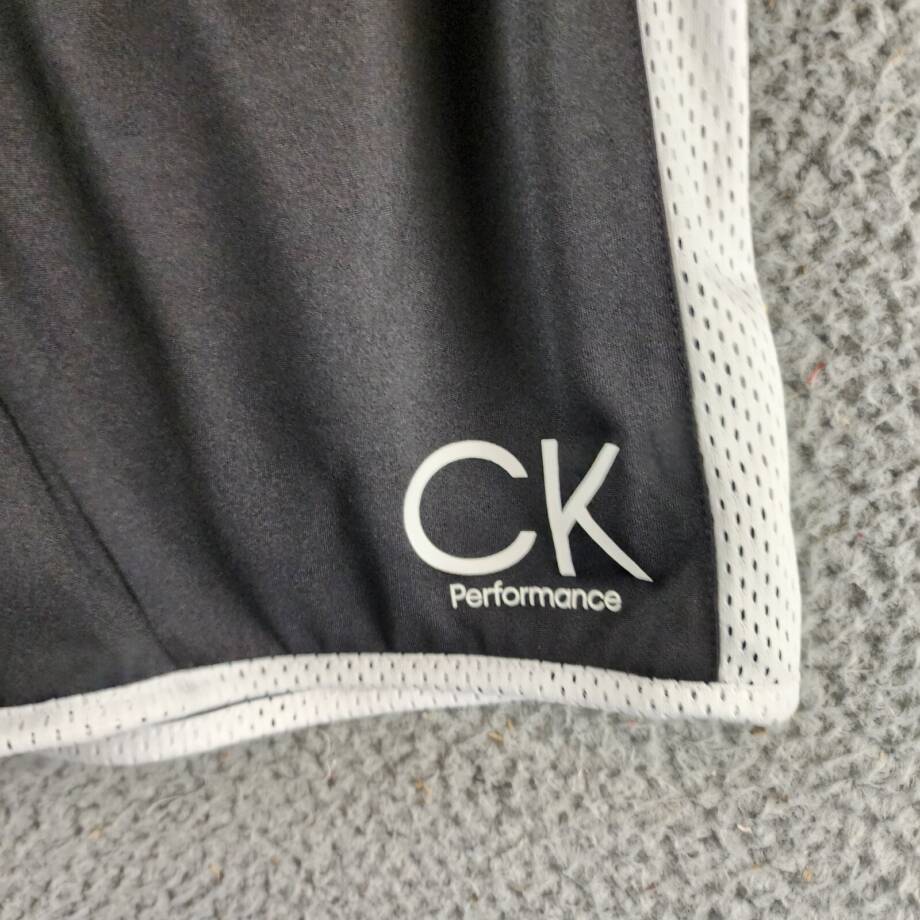 Calvin Klein Performance Jersey Mesh Panel Shorts Girls L 12/14 Black/White