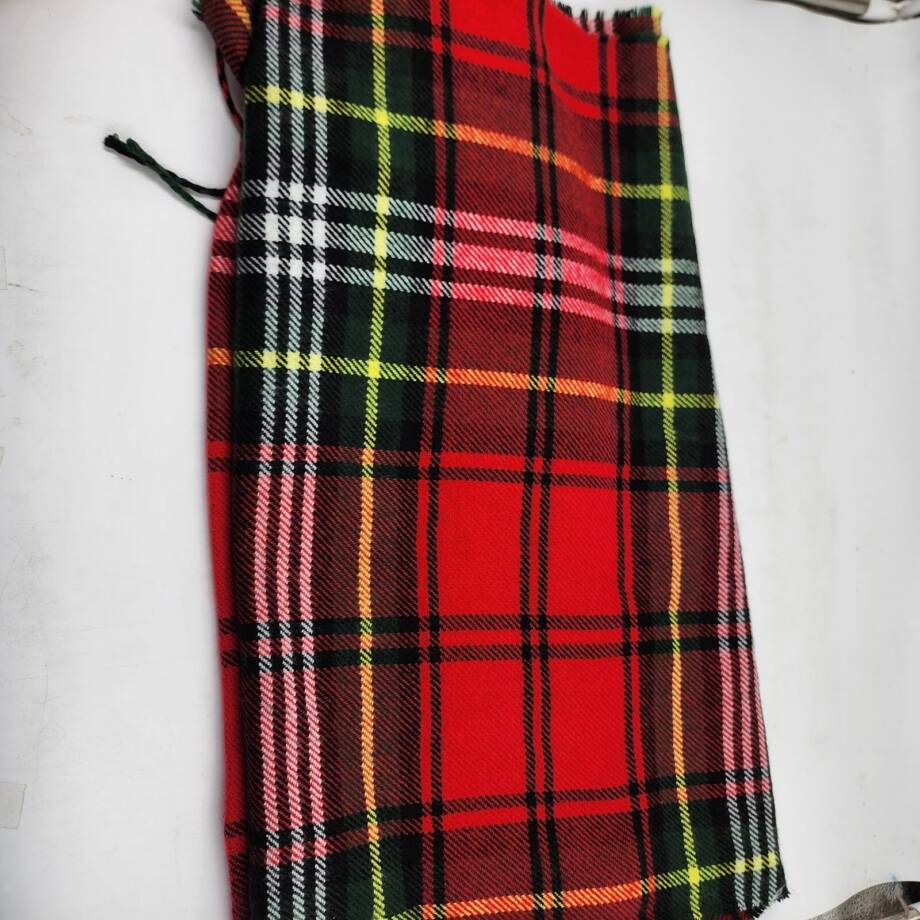Steve Madden Tartan Plaid Scarf with Fringe Detail Women's OS Christmas Red