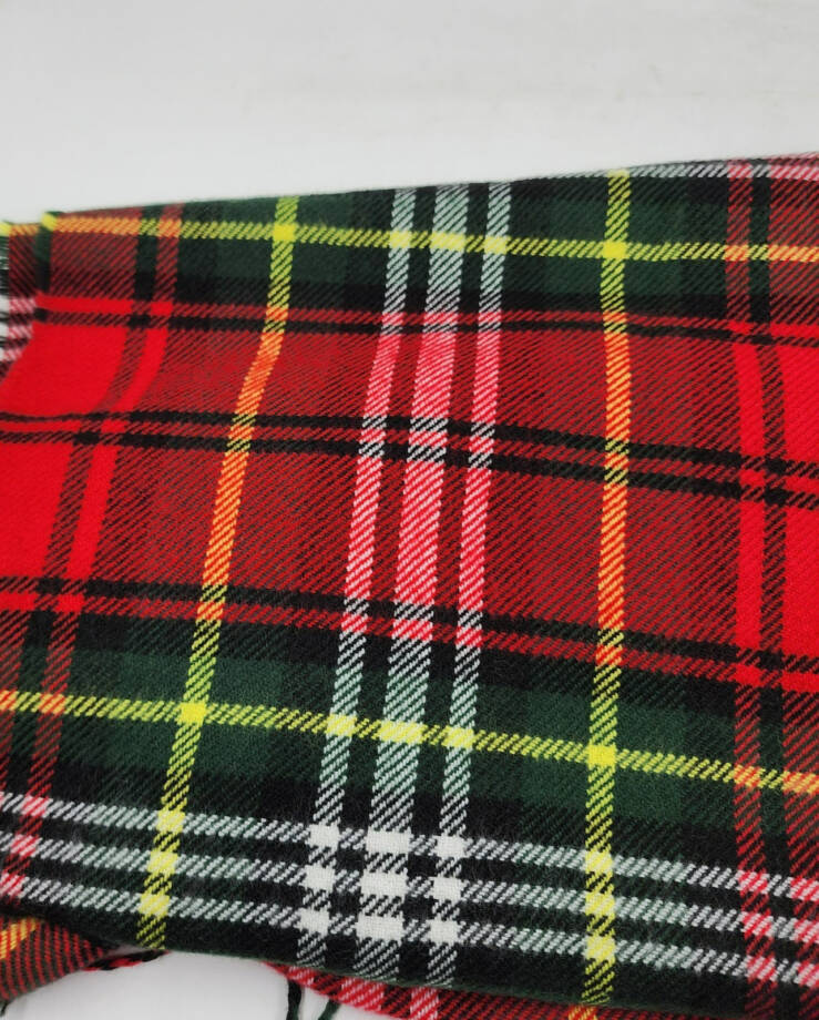 Steve Madden Tartan Plaid Scarf with Fringe Detail Women's OS Christmas Red