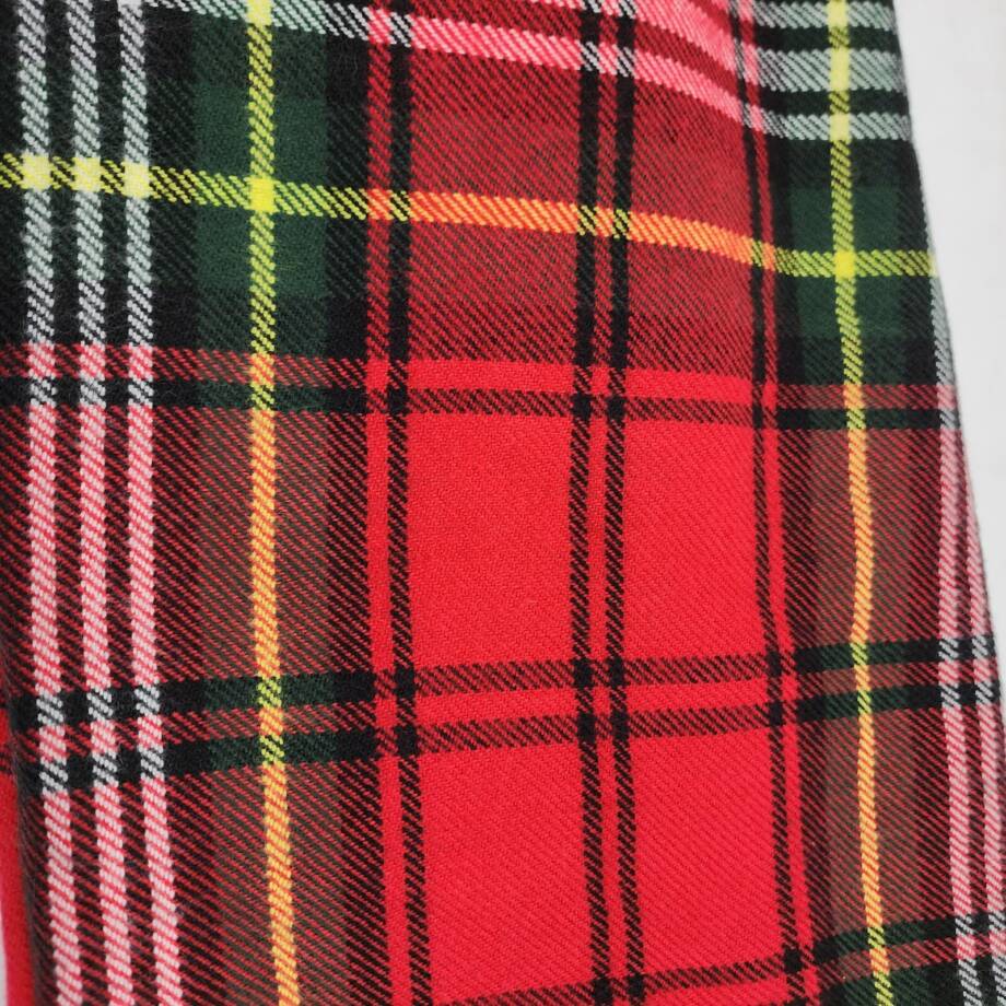 Steve Madden Tartan Plaid Scarf with Fringe Detail Women's OS Christmas Red