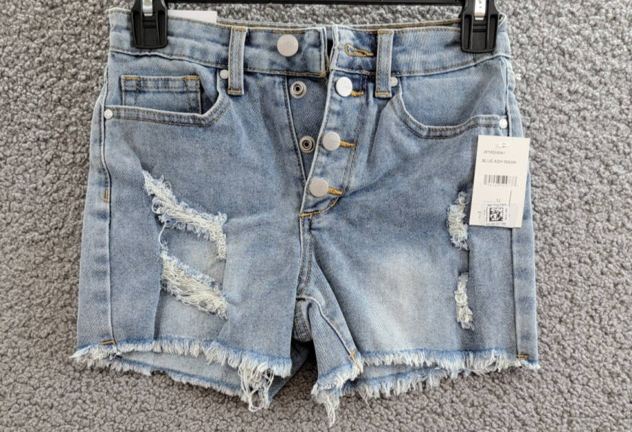 Joe's Jeans Jolly Fray Edge High Rise Jean Shorts Girls 12 Blue Ash Wash Pockets