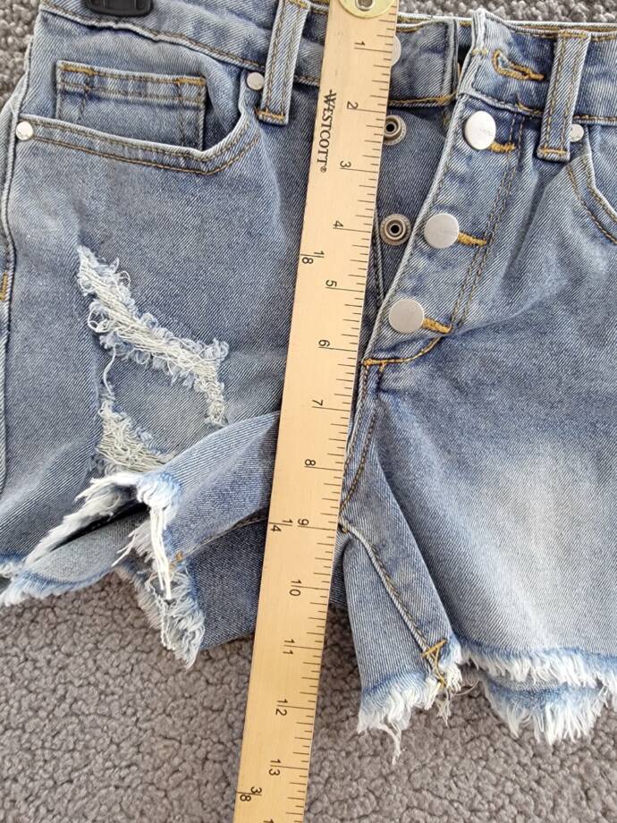 Joe's Jeans Jolly Fray Edge High Rise Jean Shorts Girls 12 Blue Ash Wash Pockets