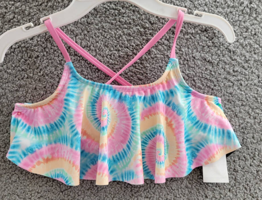 Breaking Waves Hello Radiance Flounce Swimsuit Big Girls 12 Multicolor Tie-Dye