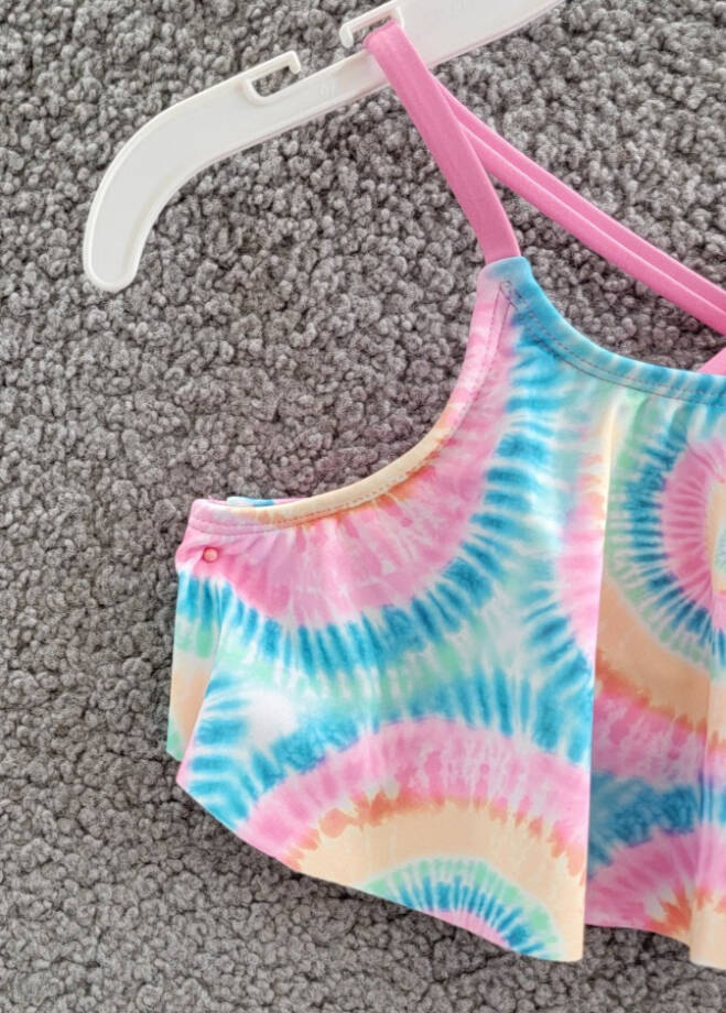 Breaking Waves Hello Radiance Flounce Swimsuit Big Girls 12 Multicolor Tie-Dye
