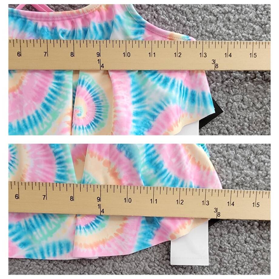 Breaking Waves Hello Radiance Flounce Swimsuit Big Girls 12 Multicolor Tie-Dye