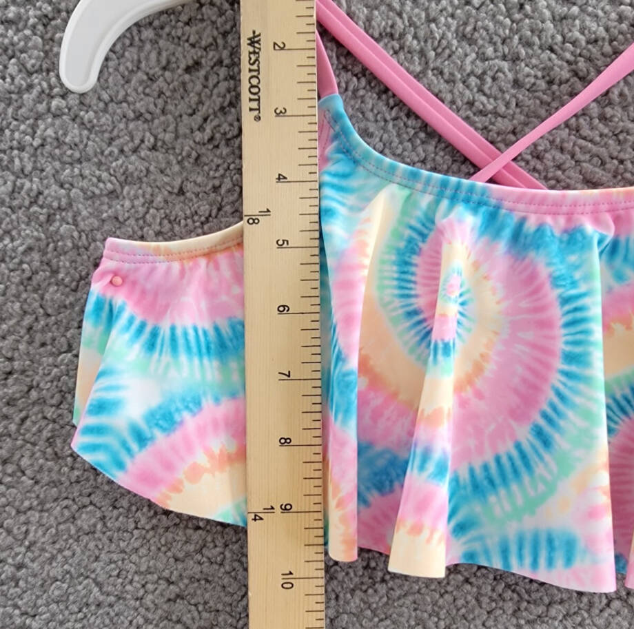 Breaking Waves Hello Radiance Flounce Swimsuit Big Girls 12 Multicolor Tie-Dye