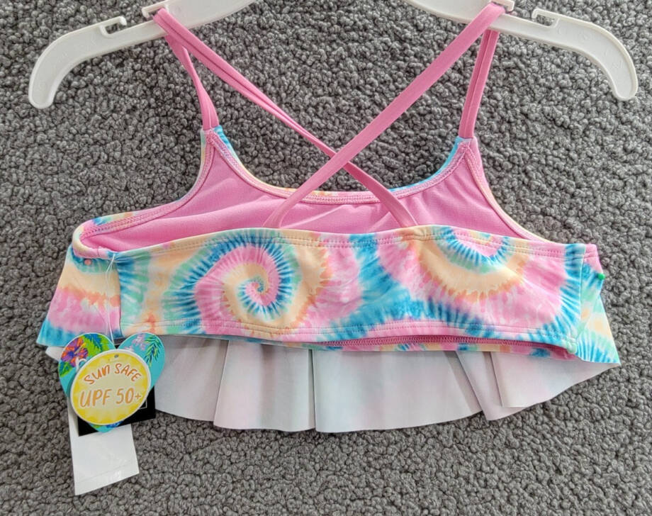 Breaking Waves Hello Radiance Flounce Swimsuit Big Girls 12 Multicolor Tie-Dye