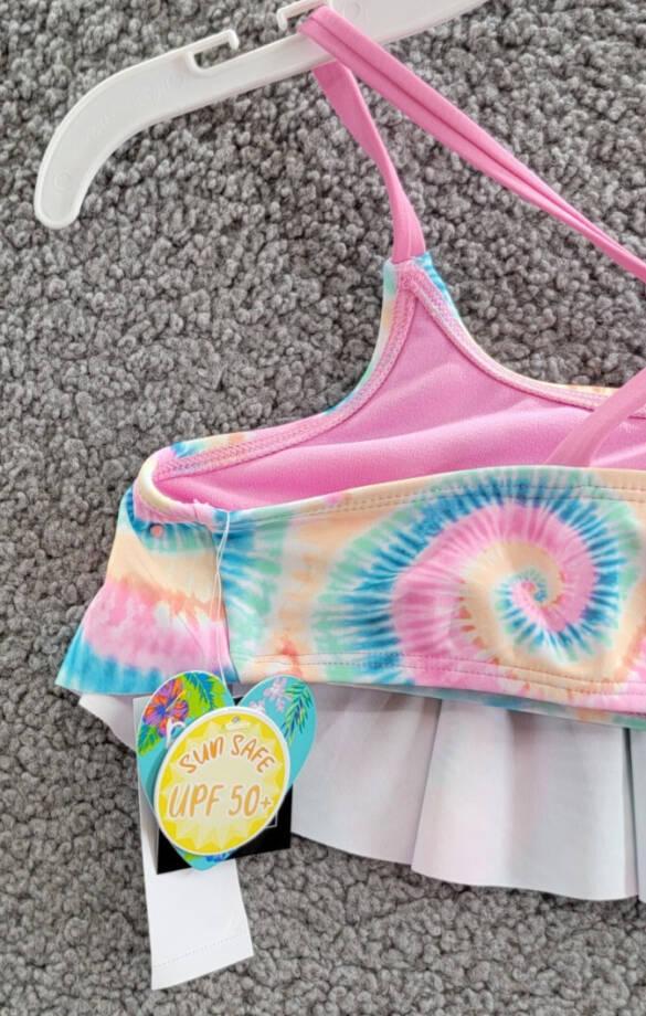 Breaking Waves Hello Radiance Flounce Swimsuit Big Girls 12 Multicolor Tie-Dye