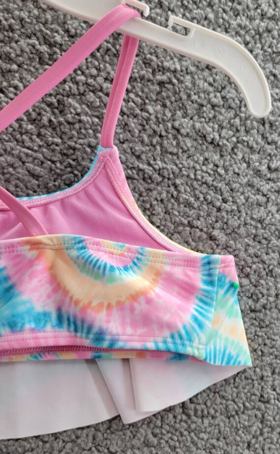 Breaking Waves Hello Radiance Flounce Swimsuit Big Girls 12 Multicolor Tie-Dye