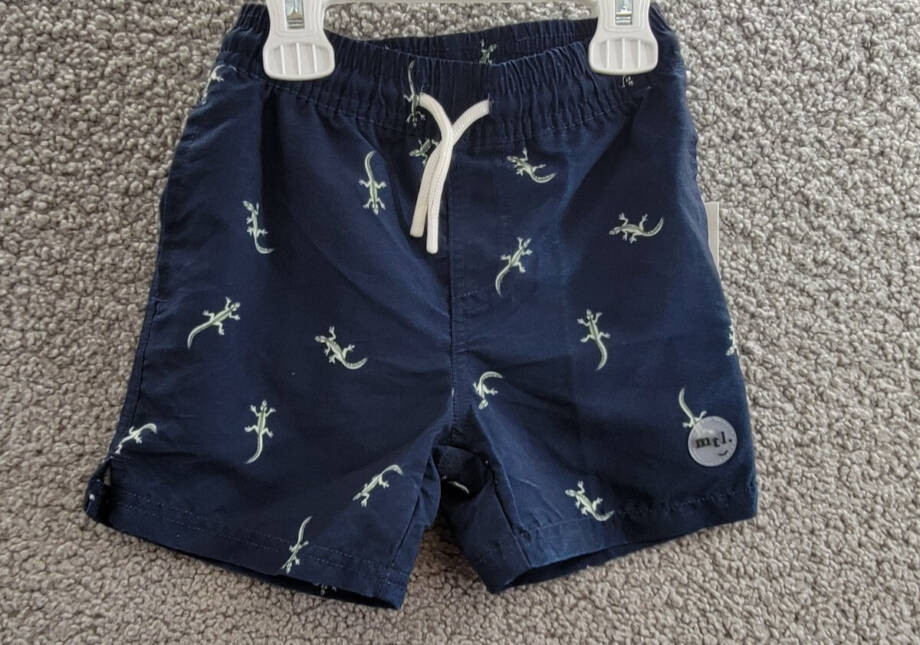 Miles The Label Printed Swim Shorts Little Boys 3Y Navy Elastic Drawstring Waist