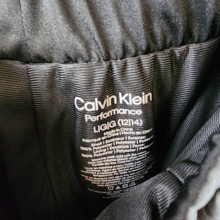 Calvin Klein Performance Jersey Mesh Panel Shorts Girls L 12/14 Black/White