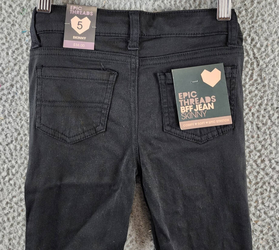 Epic Threads Denim Jeans Girls' 5 Deep Black Pockets Zip Fly With Button Closure