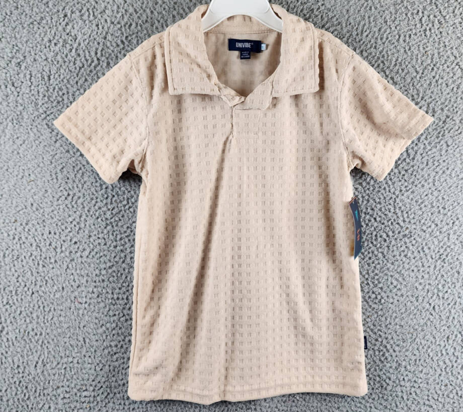 Univibe Alonso Terry Cloth Polo Big Boys S Khaki Collared Short Sleeve Pullover