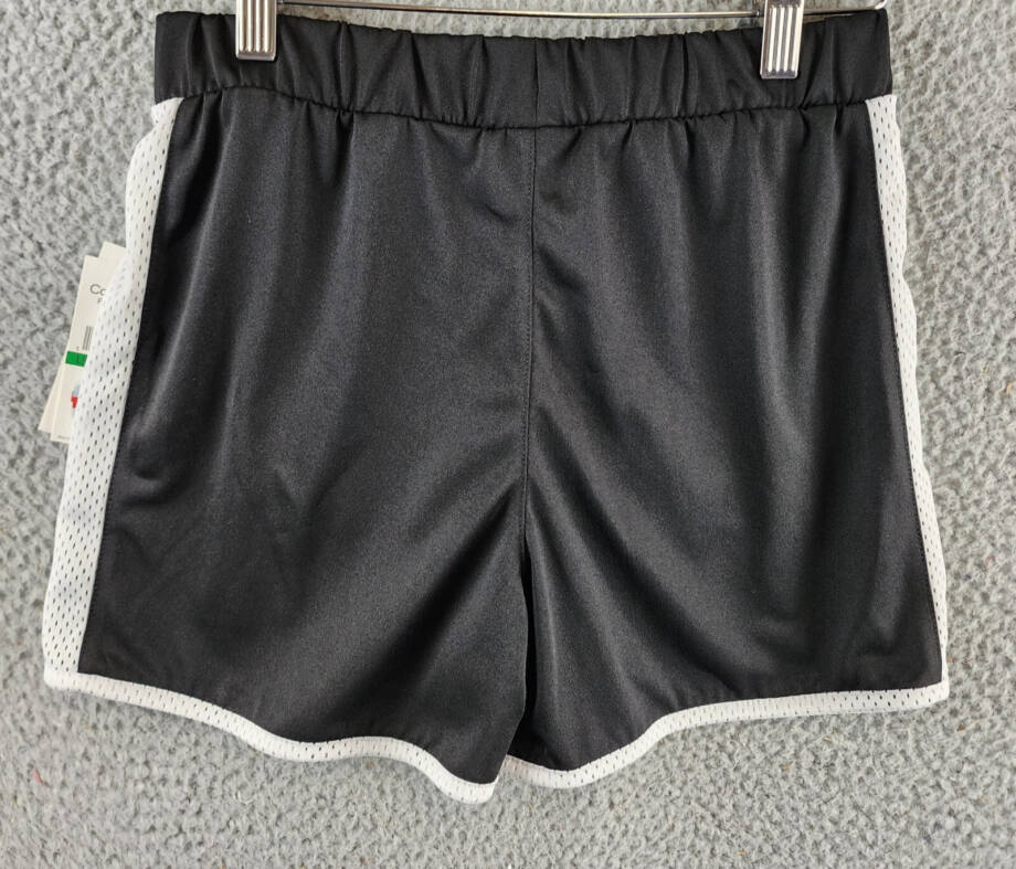 Calvin Klein Performance Jersey Mesh Panel Shorts Girls L 12/14 Black/White
