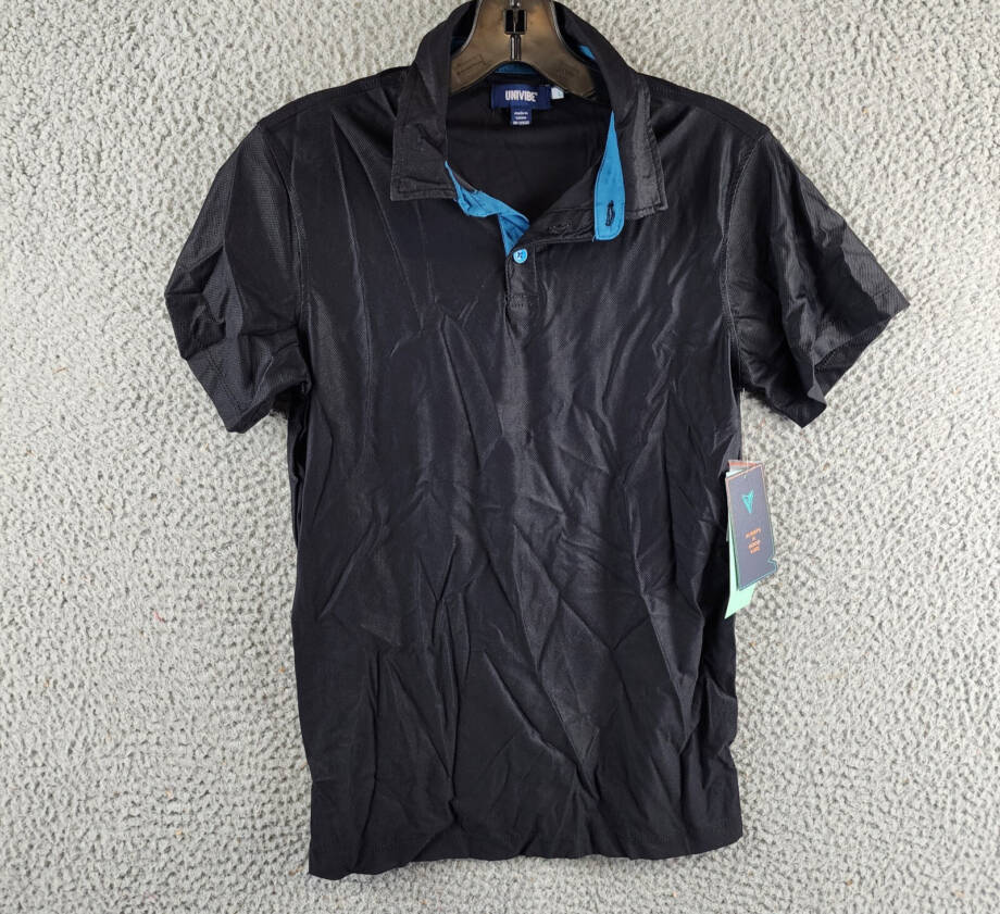Univibe Walt Performance Polo Big Boys L Black Short Sleeve Button Closure
