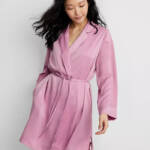 State of Day Crepe de Chine Self-Tie Robe Women's XS Mauve Orchid Long Sleeve
