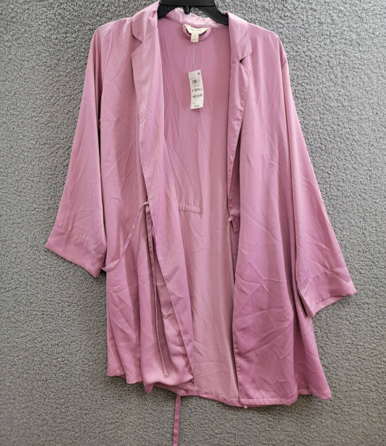State of Day Crepe de Chine Self-Tie Robe Women's XS Mauve Orchid Long Sleeve