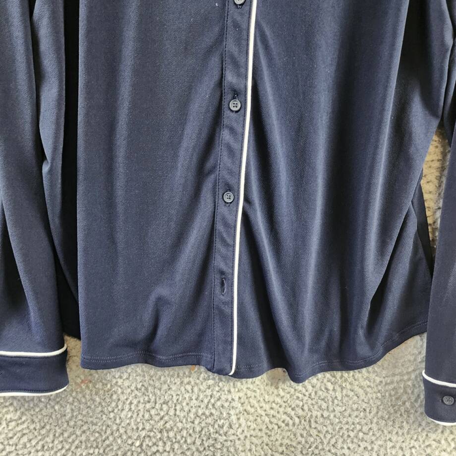 Adrianna Papell Contrast Piping Pajama Top Women's XL Blue Midnight/White L/S