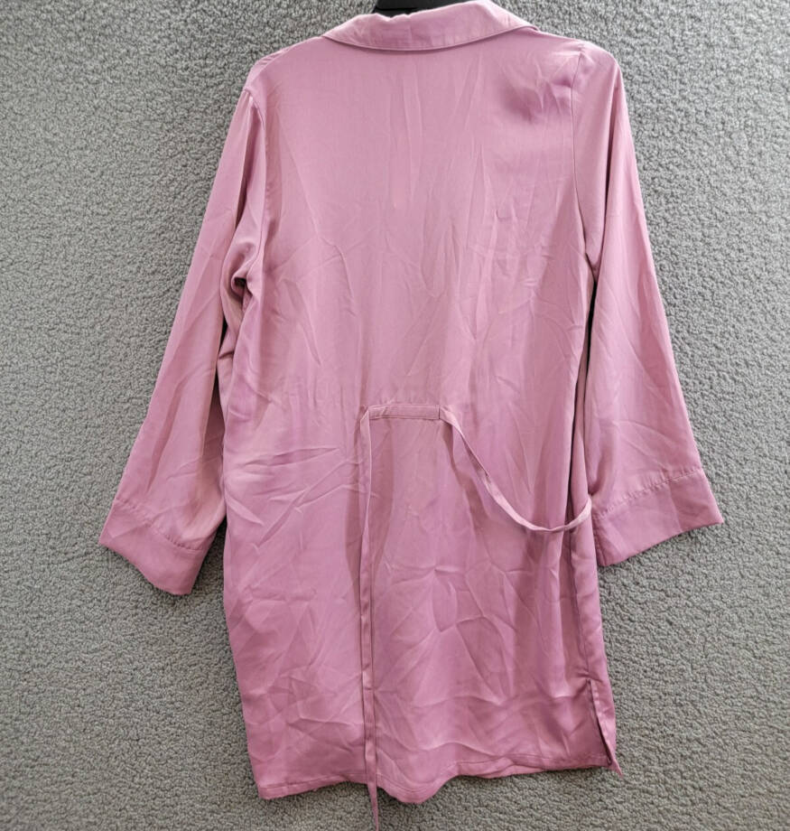 State of Day Crepe de Chine Self-Tie Robe Women's XS Mauve Orchid Long Sleeve
