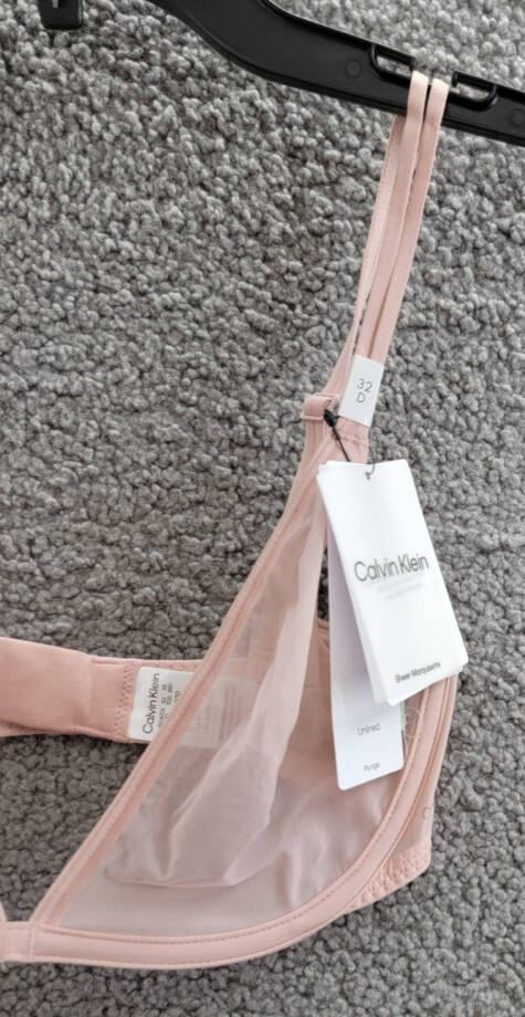 Calvin Klein Sheer Marquisette Unlined Plunge Bra Women's 32D Subdued Adjustable