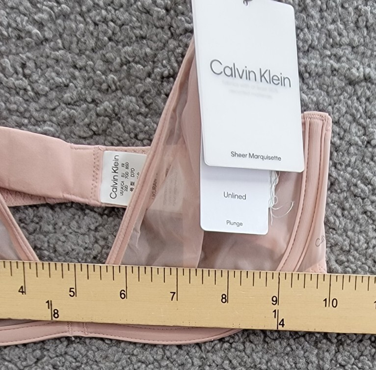 Calvin Klein Sheer Marquisette Unlined Plunge Bra Women's 32D Subdued Adjustable