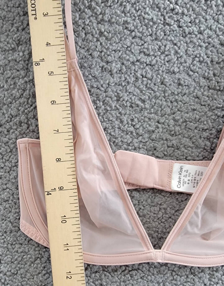 Calvin Klein Sheer Marquisette Unlined Plunge Bra Women's 32D Subdued Adjustable