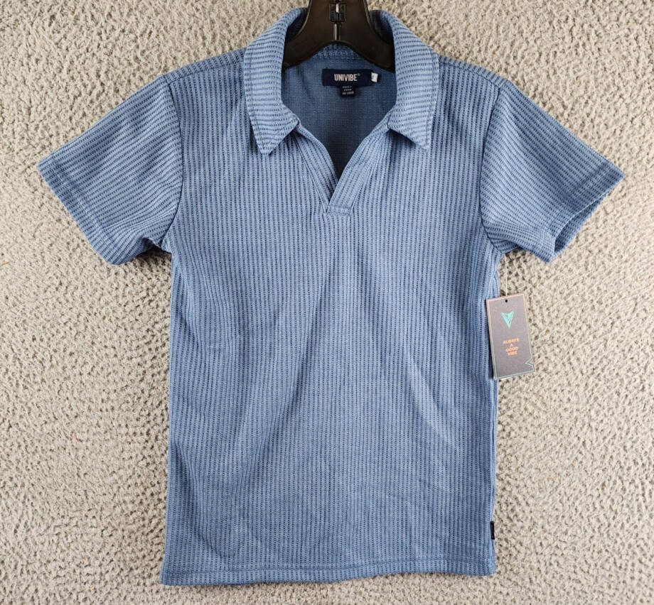 Univibe Cliff Knit Polo Shirt Big Boys S Blue Collared Short Sleeve Pullover