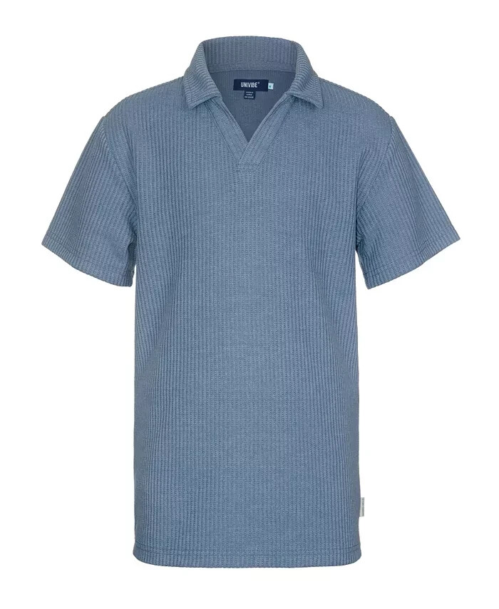 Univibe Cliff Knit Polo Shirt Big Boys L Blue Short Sleeves Regular Fit Collared