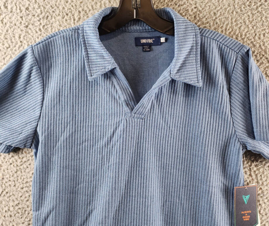 Univibe Cliff Knit Polo Shirt Big Boys L Blue Short Sleeves Regular Fit Collared