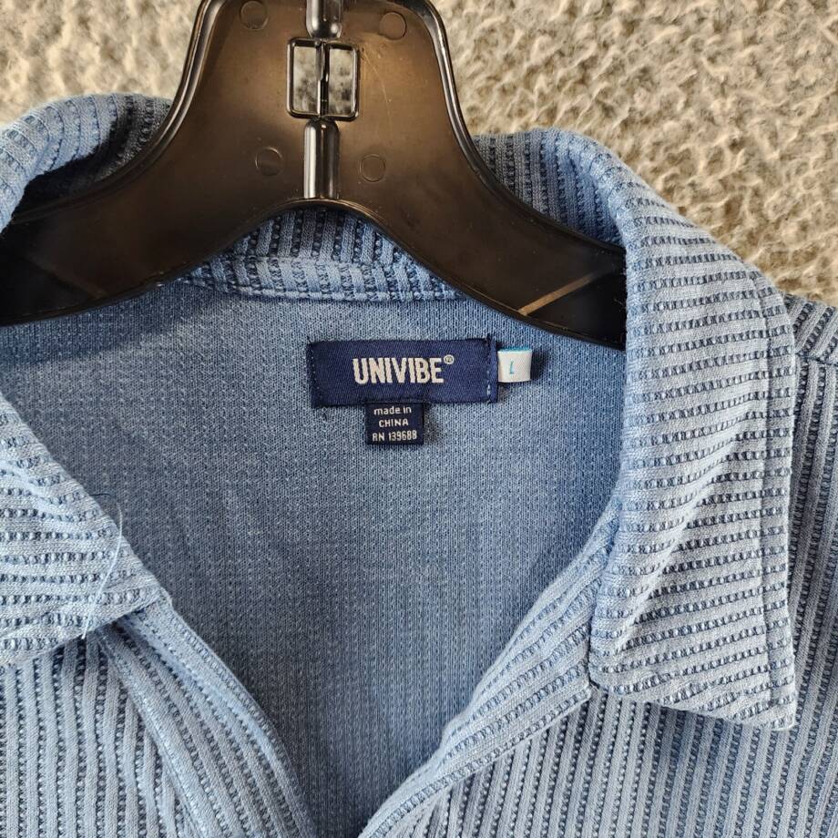 Univibe Cliff Knit Polo Shirt Big Boys L Blue Short Sleeves Regular Fit Collared