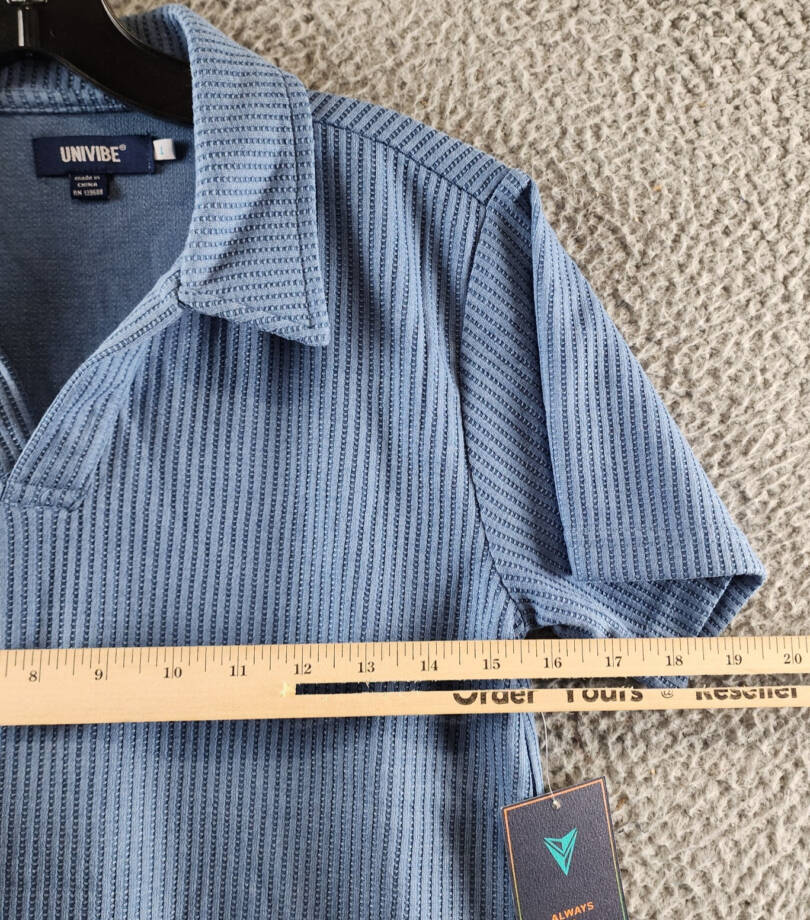 Univibe Cliff Knit Polo Shirt Big Boys L Blue Short Sleeves Regular Fit Collared