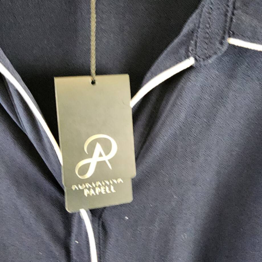 Adrianna Papell Contrast Piping Pajama Top Women's XL Blue Midnight/White L/S