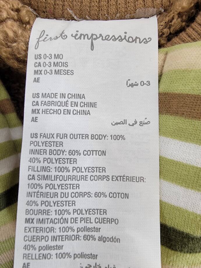 First Impressions Reversible Faux-Sherpa Striped Jacket Baby Boys 0-3M Fernwood