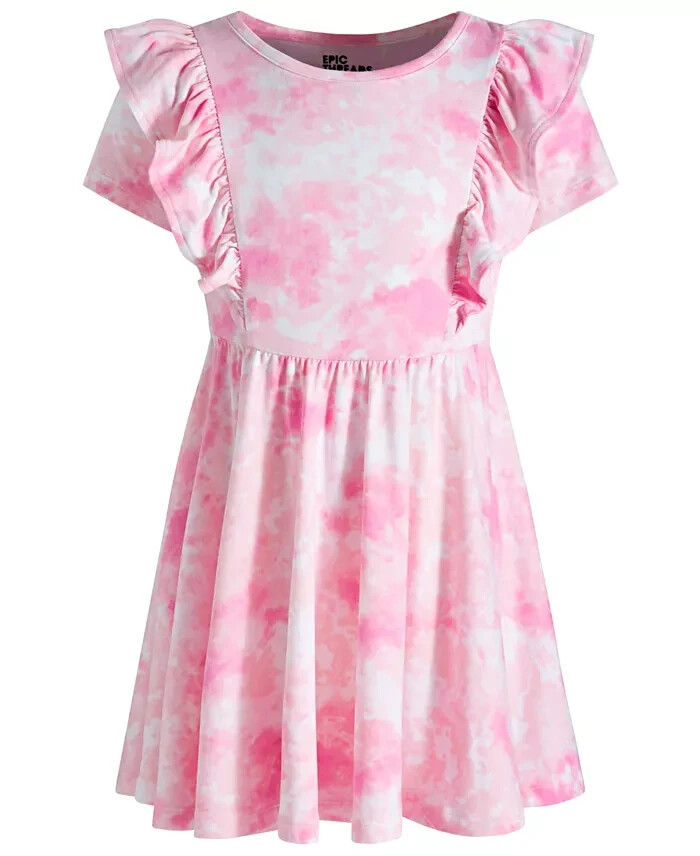 Epic Threads Spring Splash Tie-Dyed Ruffled Dress Little Girls 6 Barely Pink S/S