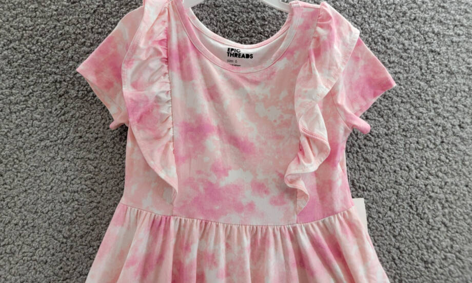 Epic Threads Spring Splash Tie-Dyed Ruffled Dress Little Girls 6 Barely Pink S/S