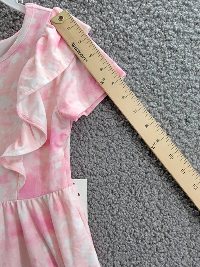Epic Threads Spring Splash Tie-Dyed Ruffled Dress Little Girls 6 Barely Pink S/S