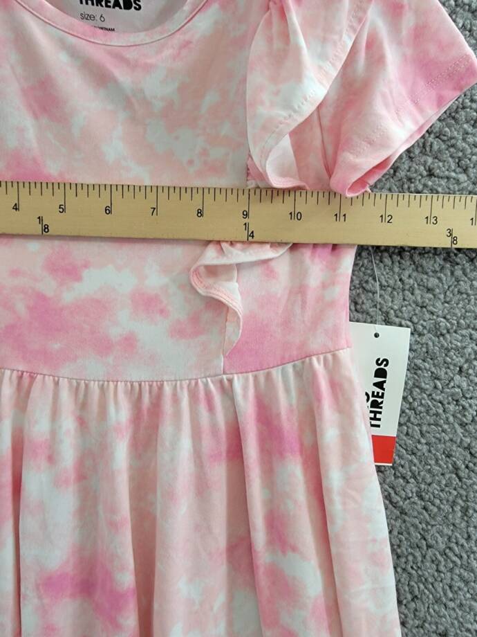 Epic Threads Spring Splash Tie-Dyed Ruffled Dress Little Girls 6 Barely Pink S/S