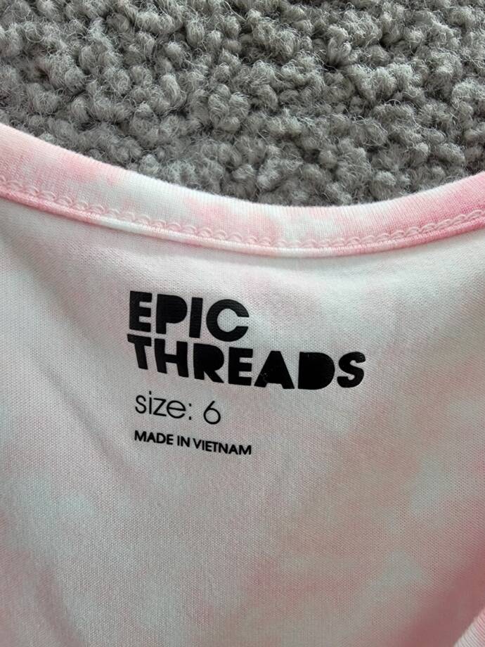 Epic Threads Spring Splash Tie-Dyed Ruffled Dress Little Girls 6 Barely Pink S/S
