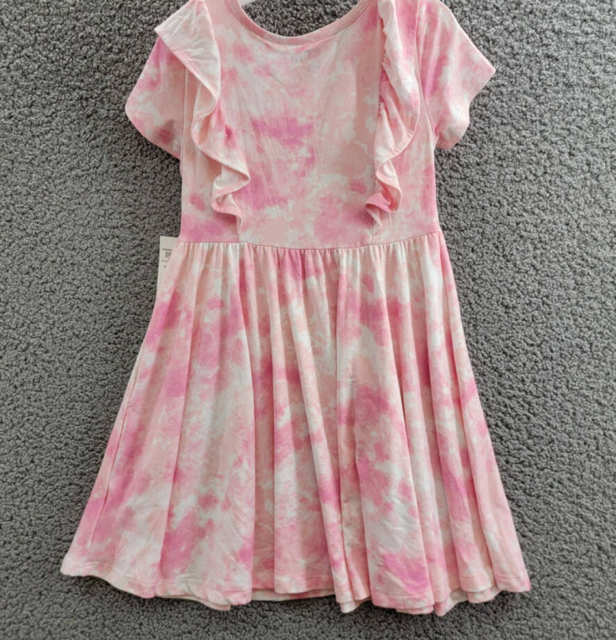 Epic Threads Spring Splash Tie-Dyed Ruffled Dress Little Girls 6 Barely Pink S/S
