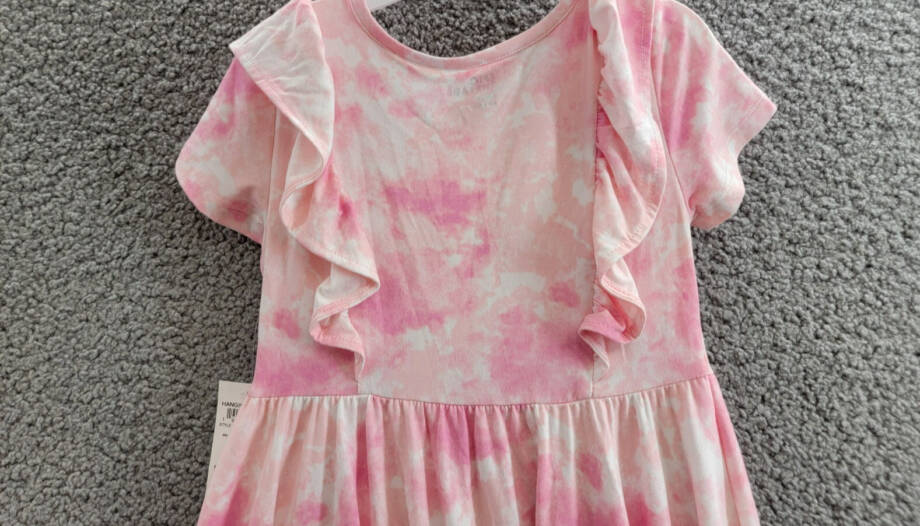 Epic Threads Spring Splash Tie-Dyed Ruffled Dress Little Girls 6 Barely Pink S/S