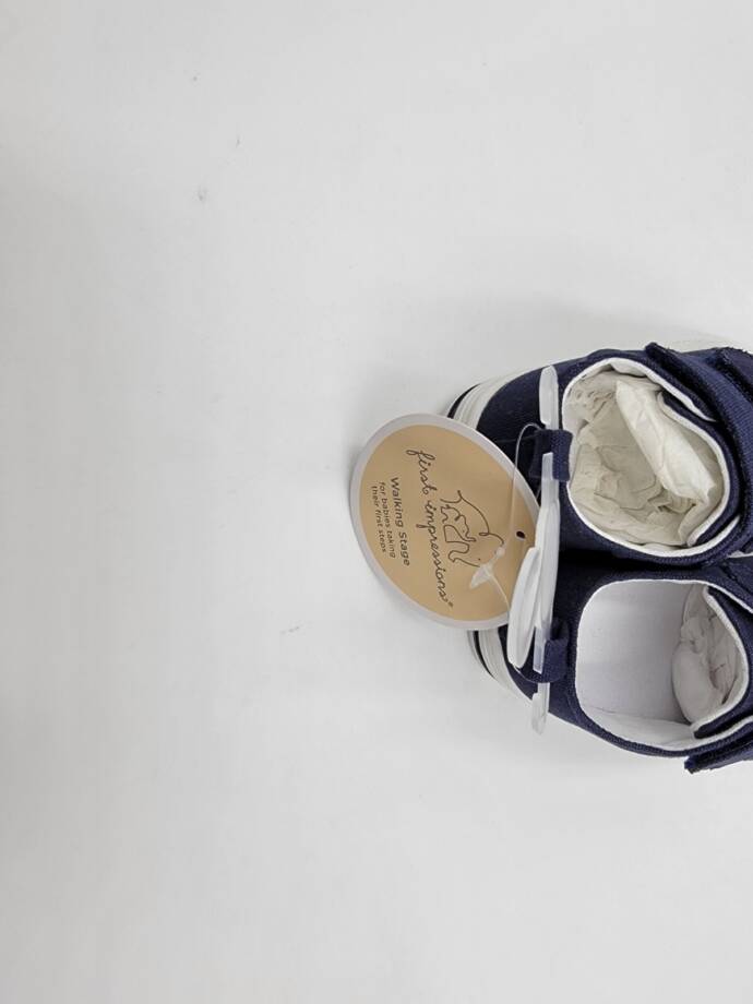 First Impressions Round Toe Sneakers Unisex Baby Navy Nautical Stay Put Strap 2