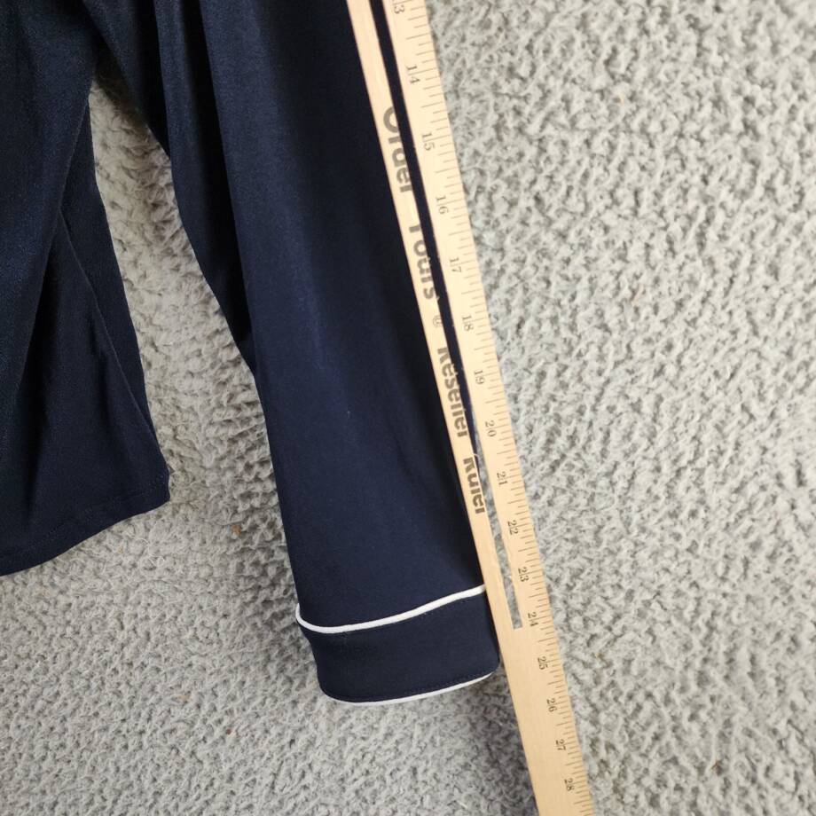 Adrianna Papell Contrast Piping Pajama Top Women's XL Blue Midnight/White L/S