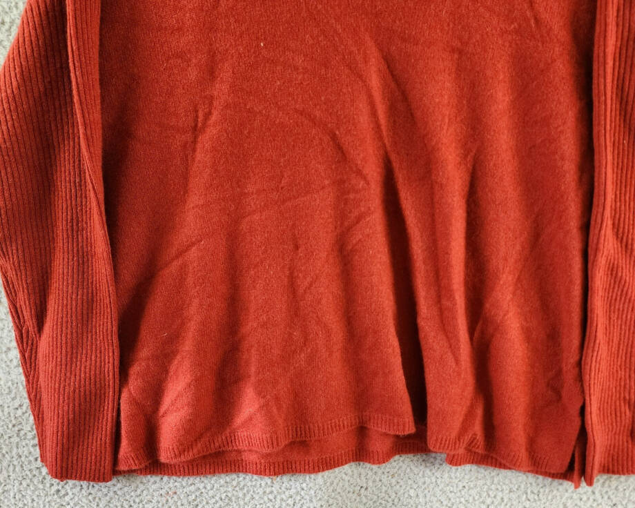 C by Bloomingdale's Cashmere V-Neck Rib Cashmere Sweater Women's XL Dark Sienna