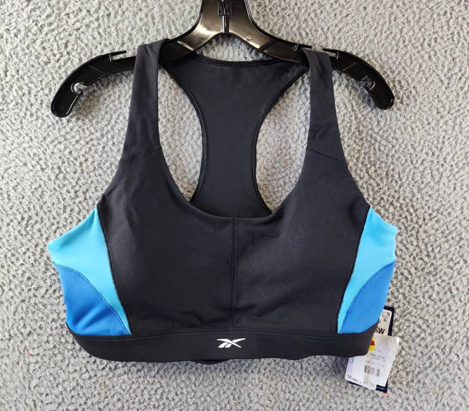 Reebok Plus Size Lux Colorblocked Racerback Sports Bra Women's 1X/16W Black/Blue