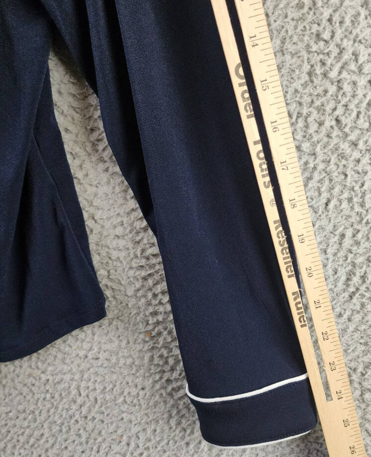 Adrianna Papell Contrast Piping Pajama Top Women's XL Blue Midnight/White L/S