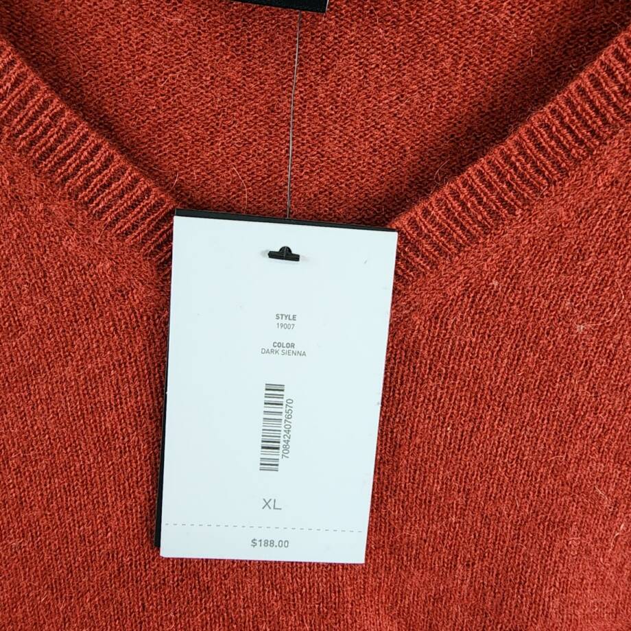 C by Bloomingdale's Cashmere V-Neck Rib Cashmere Sweater Women's XL Dark Sienna