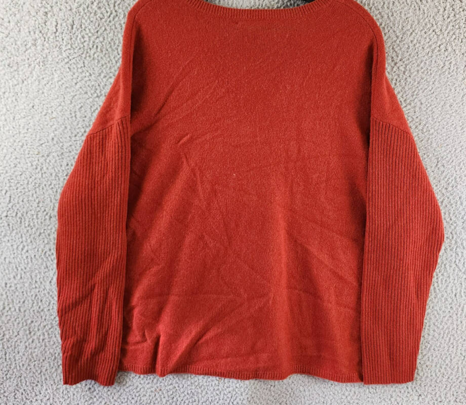 C by Bloomingdale's Cashmere V-Neck Rib Cashmere Sweater Women's XL Dark Sienna